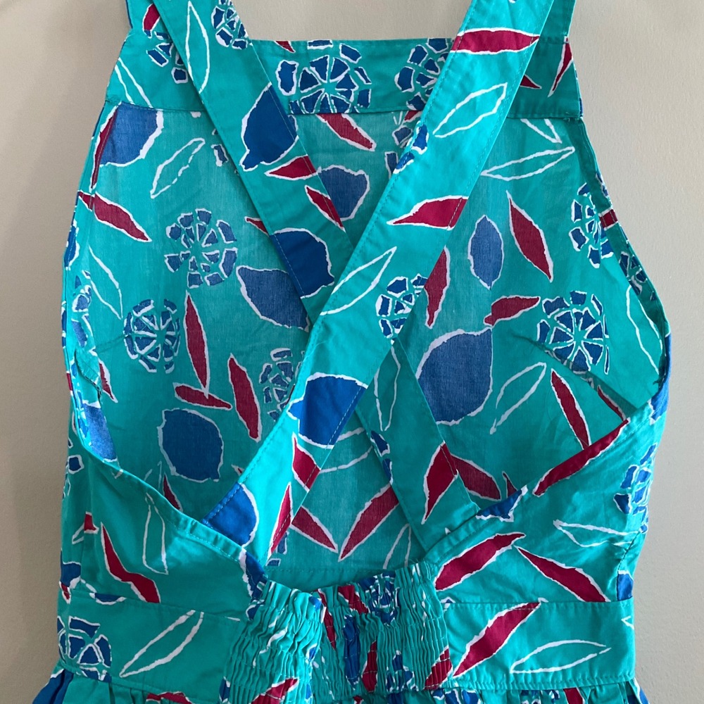 Crewcuts Girls Teal Abstract Floral Cotton Cross Back Sun Dress S 14 NWT Summer - Picture 4 of 11